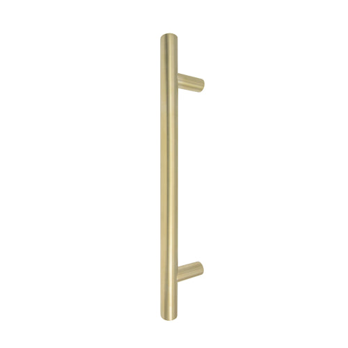 Windsor 8190, Round Profile, Brass Pull Handle Pair Round 300mm OA in Satin Brass Unlaquered