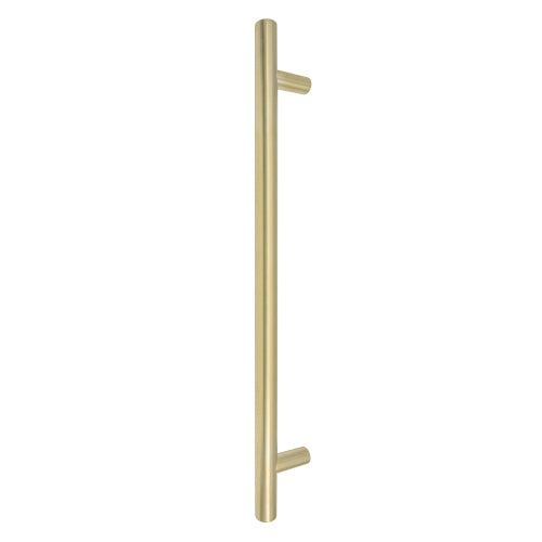 Windsor 8191, Round Profile, Brass Pull Handle Pair Round 400mm OA in Satin Brass Unlaquered