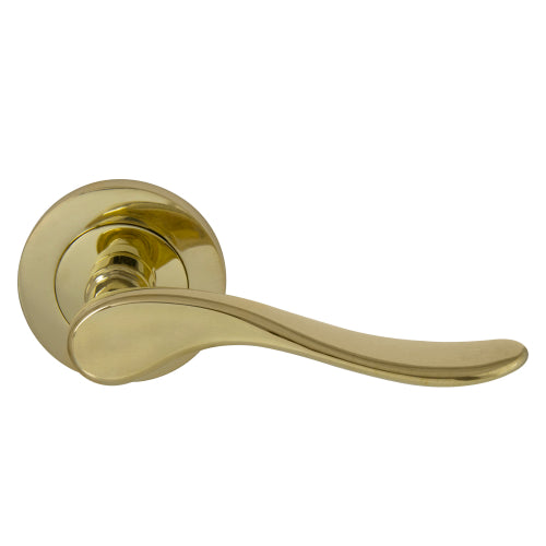 Haven 64mm Large Rose Lever Set in Polished Brass