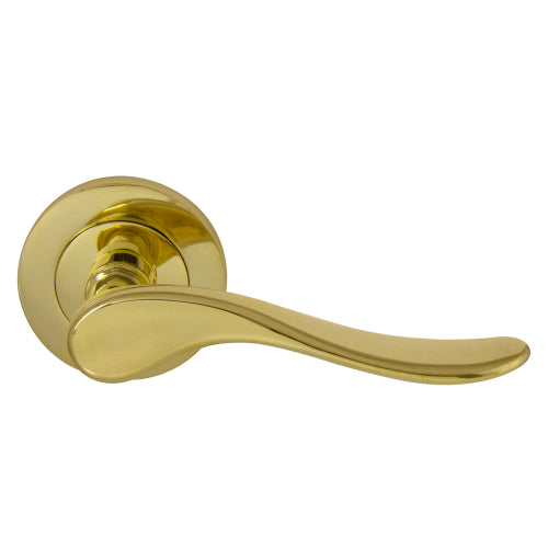 Haven 64mm Large Rose Lever Set in Polished Brass Unlacquered