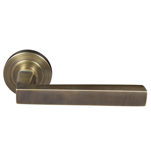 Federal 52mm Round Rose Lever Set in Brushed Bronze