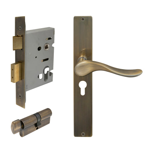 Haven Square Backplate Entrance Set - E48 in Brushed Bronze