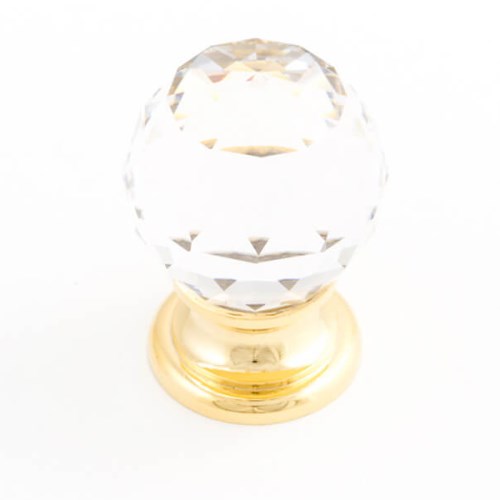 Castella Sovereign Cabinet Knob in Transparent Crystal / Bright Gold