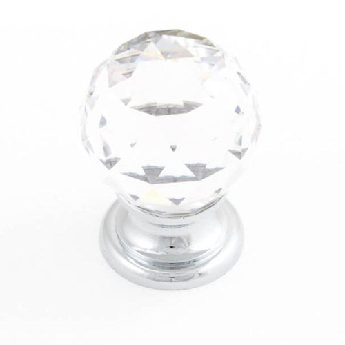 Castella Sovereign Cabinet Knob in Transparent Crystal / Polished Chrome