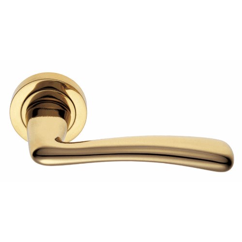 EVIA - passage lever set square rose (50mm) without latch in Polished Brass