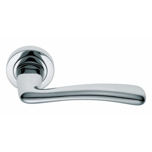 EVIA - passage lever set square rose (50mm) without latch in Polished Chrome