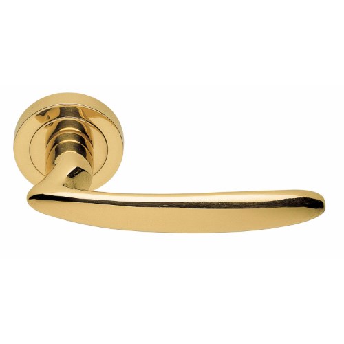 NIRVANA - passage lever set round rose (50mm) without latch  in Polished Brass