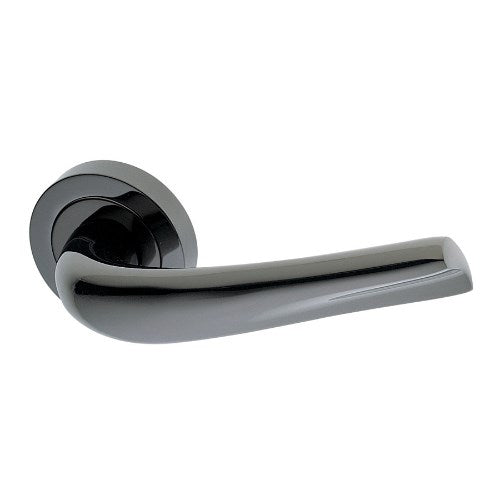SURF - passage lever set round rose (50mm) without latch  in Polished Black Chrome