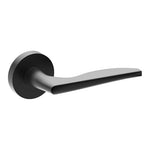 CASTILE Door Handles on Ø52mm Rose (Latch/Lock Sold Separately) in Black Teflon