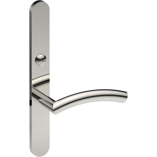 TRIESTE Door Handle on B01 EXTERNAL Australian Standard Backplate with Emergency Release, Concealed Fixing (Half Set) 64mm CTC in Polished Stainless