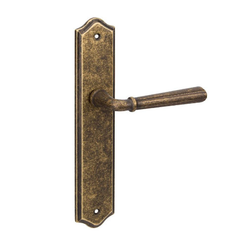 Copenhagen LongPlate Lever Set in Rustic Brass