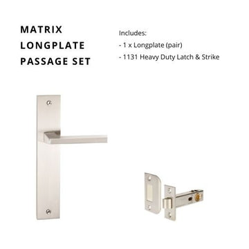 Matrix Longplate Passage Set, Includes 1131 Latch in Brushed Nickel