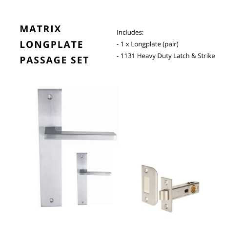 Matrix Longplate Passage Set, Includes 1131 Latch in Satin Chrome