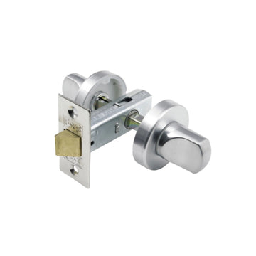 Safety Latch, 46mm Round Rose - 45mm Backset in Brushed Nickel